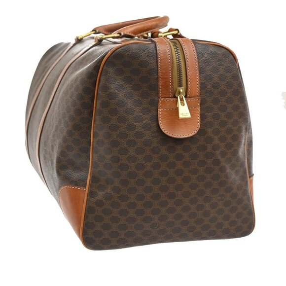 CELINE Logo Macadam Pattern Travel Hand Bag PVC Leather Brown GHW Italy - Picture 4 of 14